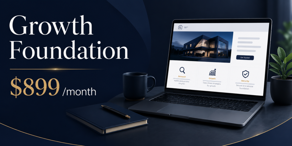Growth Foundation SEO package featuring technical SEO, website optimization, local SEO, website maintenance, and Google Business Profile optimization starting at $899 per month.
